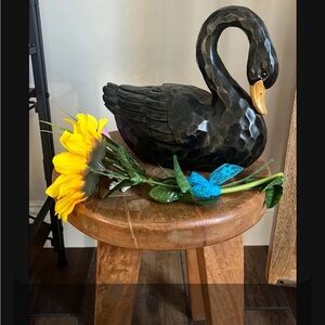 Black resin swan